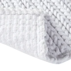 Bathroom Rugs-Kirkland's Home Chenille Chain Stitched Bath Mat, 40 In. White