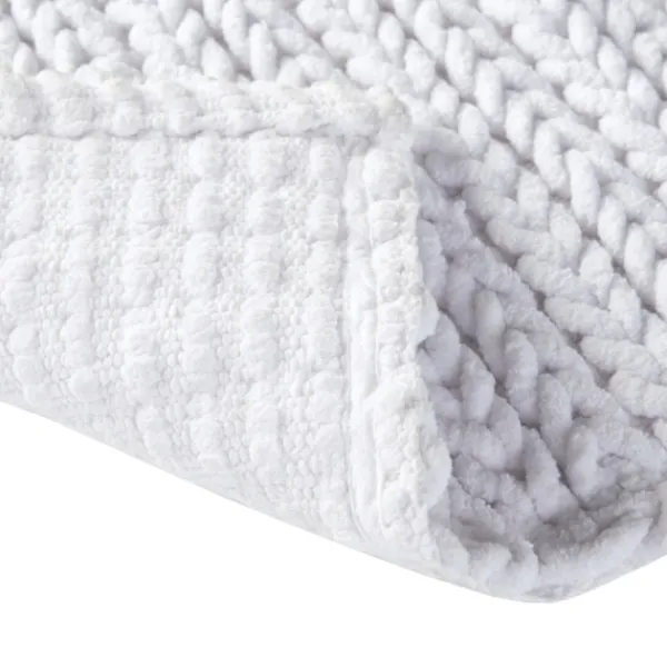 Bathroom Rugs-Kirkland's Home Chenille Chain Stitched Bath Mat, 40 In. White
