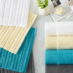 Bathroom Rugs-Kirkland's Home Chenille Chain Stitched Bath Mat, 40 In. White