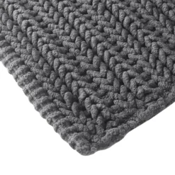 Bathroom Rugs-Kirkland's Home Chenille Chain Stitched Bath Mat, 30 In. Black
