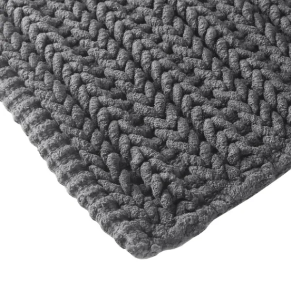 Bathroom Rugs-Kirkland's Home Chenille Chain Stitched Bath Mat, 30 In. Black