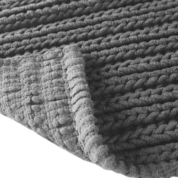 Bathroom Rugs-Kirkland's Home Chenille Chain Stitched Bath Mat, 30 In. Black