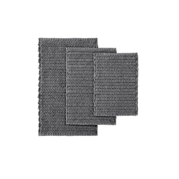 Bathroom Rugs-Kirkland's Home Chenille Chain Stitched Bath Mat, 30 In. Black