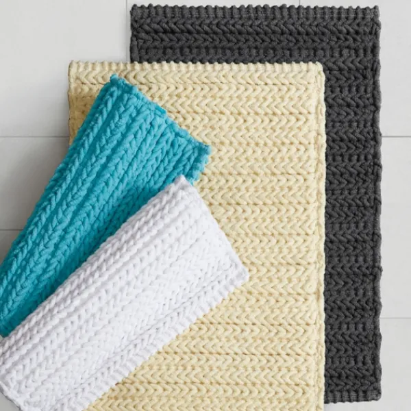 Bathroom Rugs-Kirkland's Home Chenille Chain Stitched Bath Mat, 30 In. Black