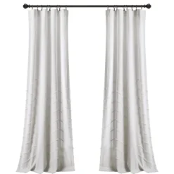 Curtains & Drapes-Kirkland's Home Chenille Chevron Curtain Panel Set, 84 In. White