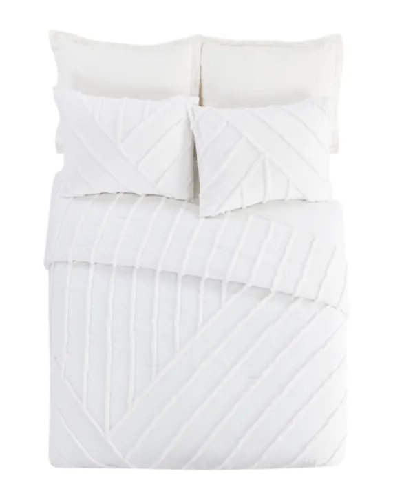 Comforters-Kirkland's Home Chenille Chevron 3-Pc. King Comforter Set White