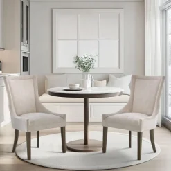 Dining Chairs-Kirkland's Home Chenille Curved Back Dining Chairs, Set Of 2 Ivory