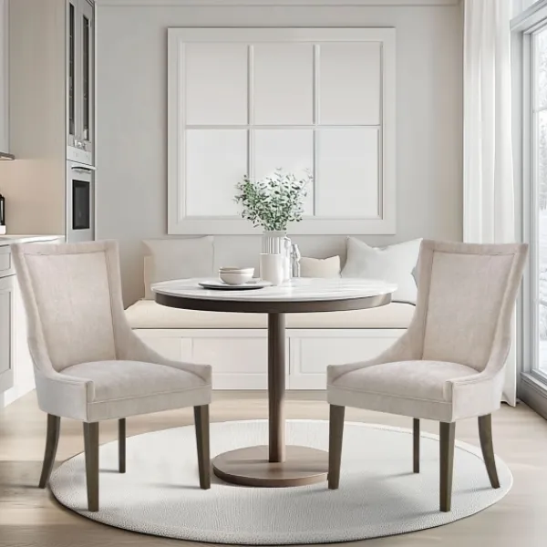 Dining Chairs-Kirkland's Home Chenille Curved Back Dining Chairs, Set Of 2 Ivory