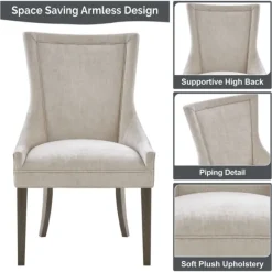 Dining Chairs-Kirkland's Home Chenille Curved Back Dining Chairs, Set Of 2 Ivory