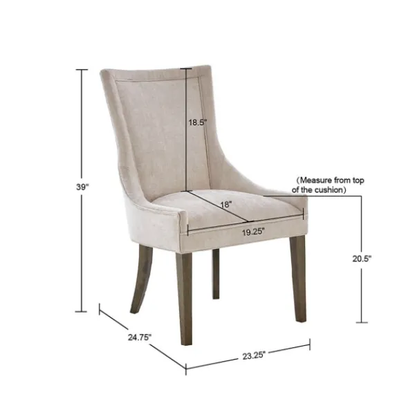Dining Chairs-Kirkland's Home Chenille Curved Back Dining Chairs, Set Of 2 Ivory