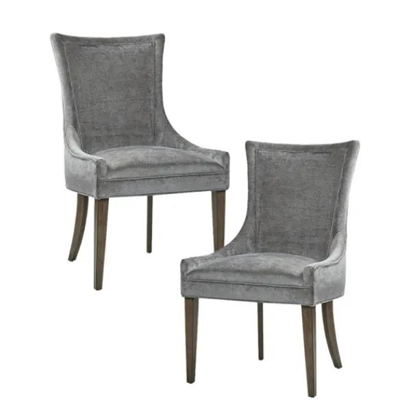 Dining Chairs-Kirkland's Home Chenille Curved Back Dining Chairs, Set Of 2 Gray