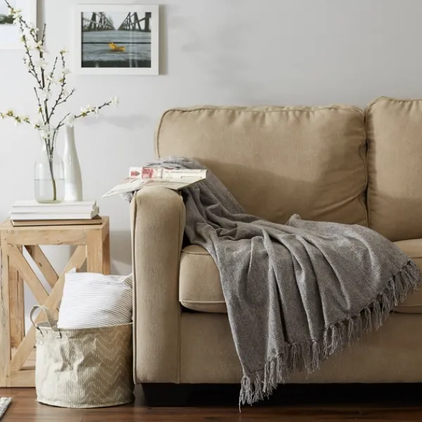 Blankets & Throws-Kirkland's Home Chenille Fringe Throw Gray