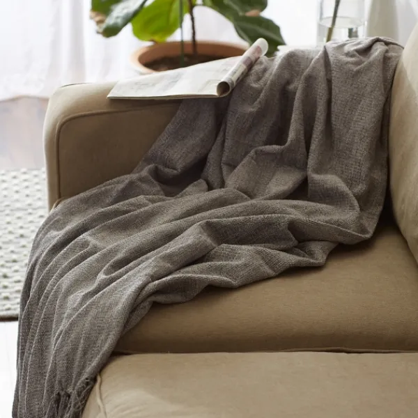 Blankets & Throws-Kirkland's Home Chenille Fringe Throw Gray