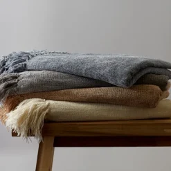 Blankets & Throws-Kirkland's Home Chenille Fringe Throw Gray