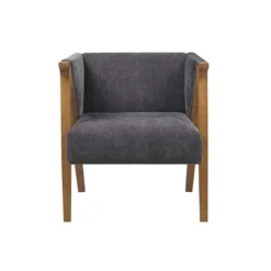 Accent Chairs-Kirkland's Home Chenille Geometric Frame Accent Chair Black