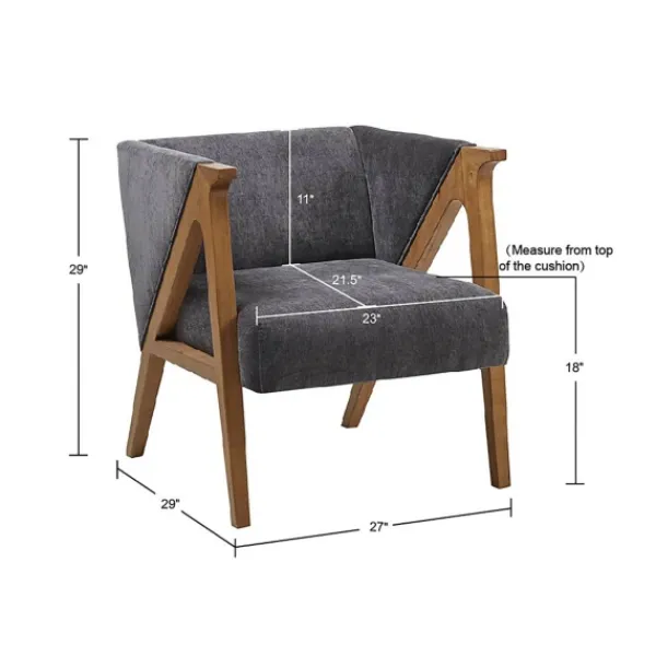 Accent Chairs-Kirkland's Home Chenille Geometric Frame Accent Chair Black