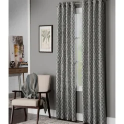 Curtains & Drapes-Kirkland's Home Chenille Single Curtain Panel, 84 In. Blue