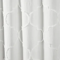 Shower Curtains-Kirkland's Home Chenille Trellis Shower Curtain White