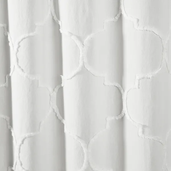 Shower Curtains-Kirkland's Home Chenille Trellis Shower Curtain White