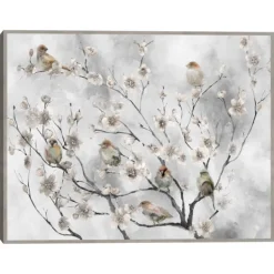 Canvas Art-Kirkland's Home Cherry Blossom Birds Framed Canvas Art Print Green/Red/White