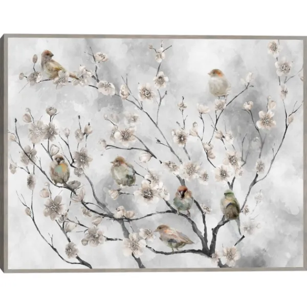 Canvas Art-Kirkland's Home Cherry Blossom Birds Framed Canvas Art Print Green/Red/White