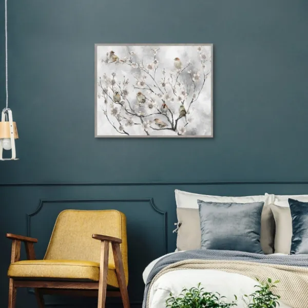 Canvas Art-Kirkland's Home Cherry Blossom Birds Framed Canvas Art Print Green/Red/White