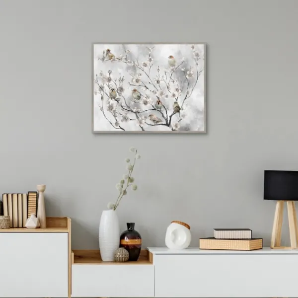 Canvas Art-Kirkland's Home Cherry Blossom Birds Framed Canvas Art Print Green/Red/White