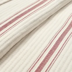 Quilts-Kirkland's Home Cherry Red Pick Stitch Stripe Queen Quilt Red/White