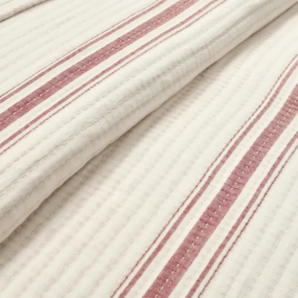 Quilts-Kirkland's Home Cherry Red Pick Stitch Stripe King Quilt Red/White
