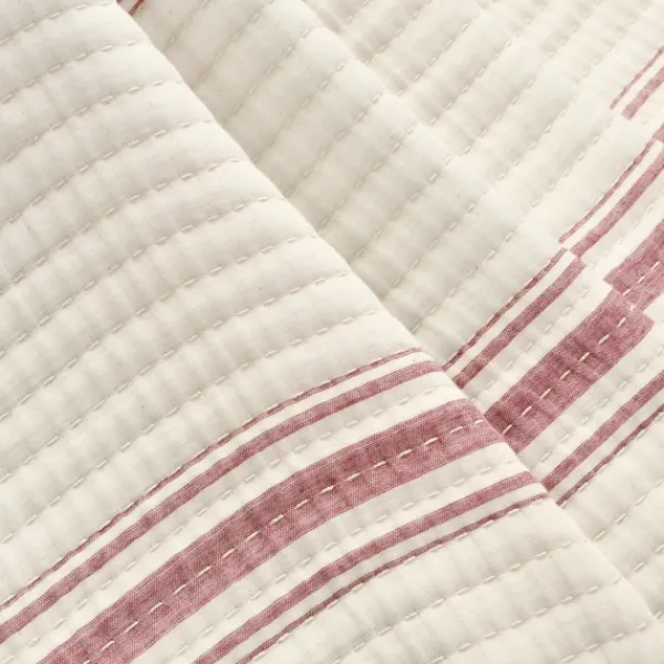 Blankets & Throws-Kirkland's Home Cherry Red Pick Stitch Stripe Decorative Throw Red/White