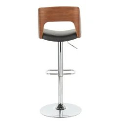 Bar Stools & Counter Height Stools-Kirkland's Home Cherry Wood And Leather Swivel Bar Stool Black