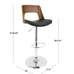 Bar Stools & Counter Height Stools-Kirkland's Home Cherry Wood And Leather Swivel Bar Stool Black
