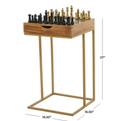 Accent & End Tables-Kirkland's Home Chess Top Wood C-Frame Accent Table Brown