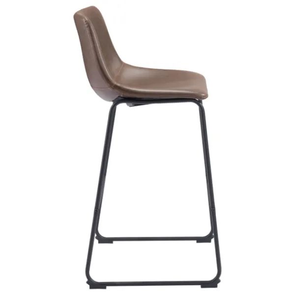 Bar Stools & Counter Height Stools-Kirkland's Home Chestnut Faux Leather Sloped Bar Stools, Set Of 2 Brown