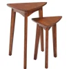 Accent & End Tables-Kirkland's Home Chestnut Wood Triangular Accent Tables, Set Of 2 Brown