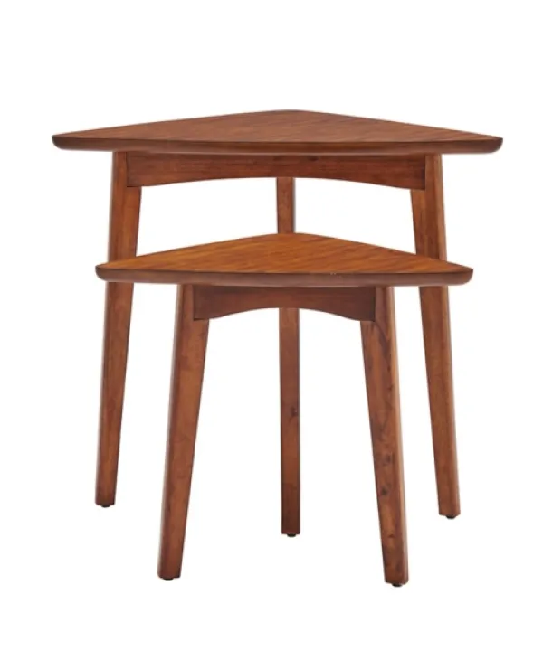 Accent & End Tables-Kirkland's Home Chestnut Wood Triangular Accent Tables, Set Of 2 Brown