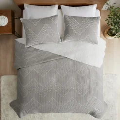 Bedspreads & Coverlets-Kirkland's Home Chevron Full/Queen 3-Pc. Coverlet Set Gray