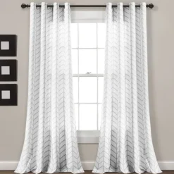 Curtains & Drapes-Kirkland's Home Chevron 2-Pc. Curtain Panel Set, 84 In. Gray