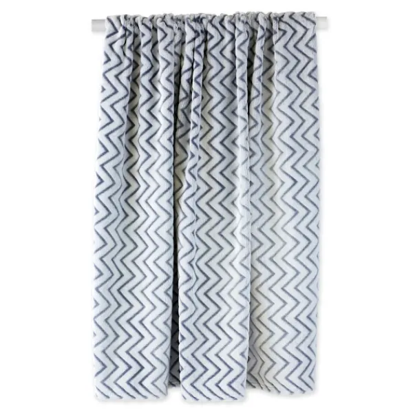 Blankets & Throws-Kirkland's Home Chevron Plush Throw Blue