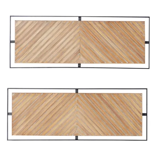 Wall Plaques-Kirkland's Home Chevron Wood Wall Plaques, Set Of 2 Brown