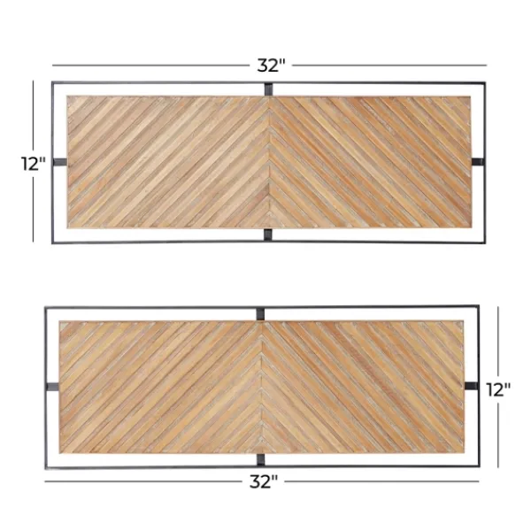 Wall Plaques-Kirkland's Home Chevron Wood Wall Plaques, Set Of 2 Brown