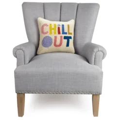 Pillows-Kirkland's Home Chill Out Latch Hooked Wool Pillow Ivory/Multi