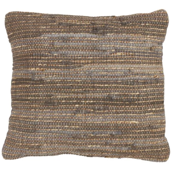 Pillows-Kirkland's Home Chindi Woven Jute Throw Pillow Brown