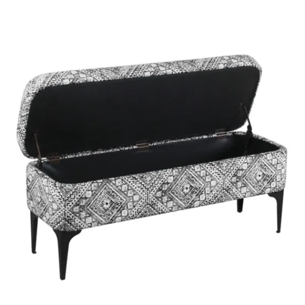 Benches & Ottomans-Kirkland's Home Chinle Velvet Storage Bench Black/White