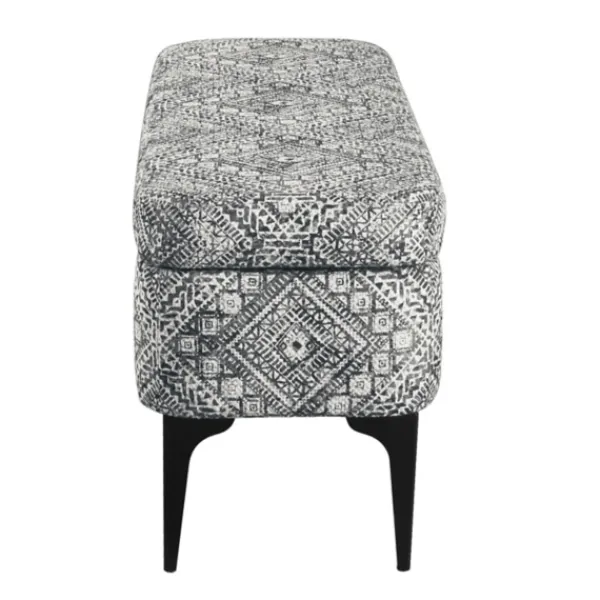 Benches & Ottomans-Kirkland's Home Chinle Velvet Storage Bench Black/White