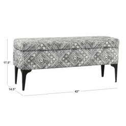Benches & Ottomans-Kirkland's Home Chinle Velvet Storage Bench Black/White