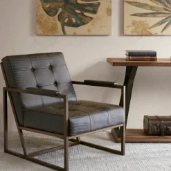 Accent Chairs-Kirkland's Home Chocolate Walden Faux Leather Accent Chair Brown