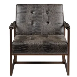 Accent Chairs-Kirkland's Home Chocolate Walden Faux Leather Accent Chair Brown