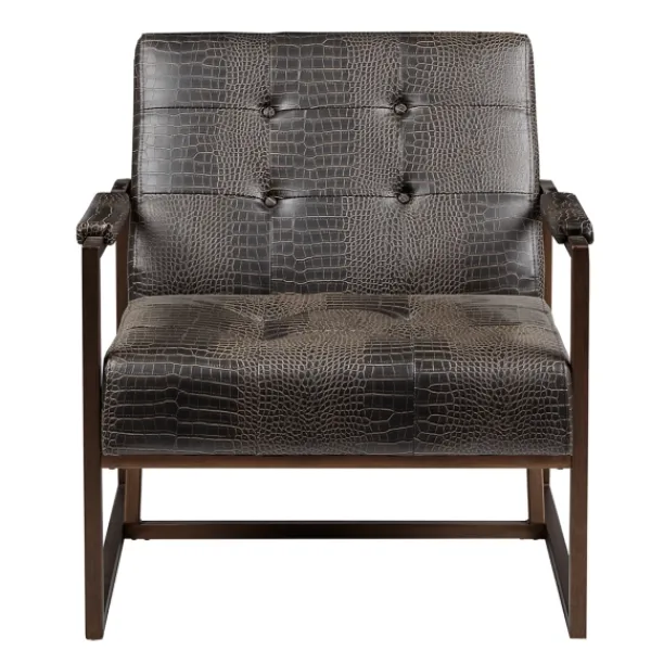 Accent Chairs-Kirkland's Home Chocolate Walden Faux Leather Accent Chair Brown