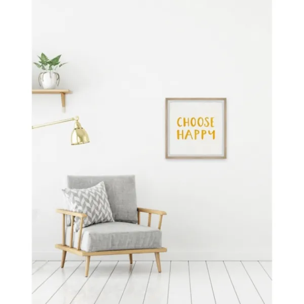 Wall Quotes & Signs-Kirkland's Home Choose Happy Framed Wall Plaque White/Yellow